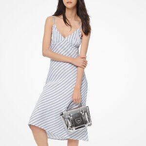 Michael Kors Striped Slip Midi Dress Adjustable Spaghetti Straps